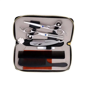 Kit de Herramientas de Barbería de Alta Calidad, Tijeras de Corte y Entresacado de Pelo con Recubrimiento de Titanio Azul, con Peine y Navaja, Kit de Salón de Barbería - Product Image 2