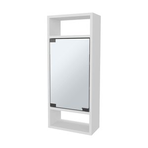 Mobile da Bagno Bianco con Armadietto Portamedicinali, Anta a Specchio e Vano Aperto - Product Image 3