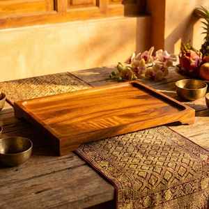 Bandeja de Servir de Madera de Paulownia Carbonizada, Tallada a Mano, de Tamaño Personalizado, para Té y Café - Product Image 4