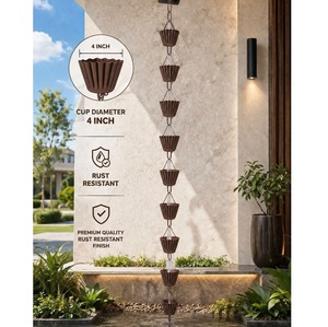 Chaîne de pluie design unique en cuivre noir mat pour extérieur, décoration suspendue pour maison et jardin, nouveau design, cadeau de luxe personnalisable - Product Image 5