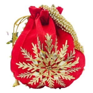 Nouvel Arrivage Pochette Femme Faite Main avec Broderie Intégrale, Fermeture Ouverte, Forme Selle, Cadeaux de Mariage Indiens - Product Image 3