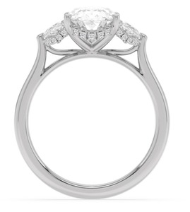 Glamoroso anillo de compromiso de oro rosa de 9 quilates con diamantes de laboratorio de corte Moval y media luna, 3.74 CTW - Product Image 2