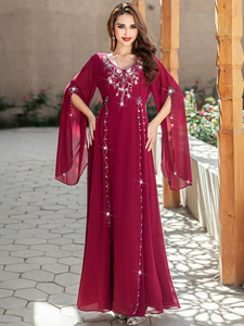 Vestido Abaya Musulmán AN11950 ENVAFA de Lujo, Hecho a Mano, Elegante, Transpirable, de Chifón con Cuentas, Largo hasta el Suelo, de Manga Larga - Product Image 4