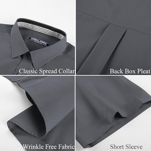 Camisas de Vestir de Manga Corta para Hombre, Elásticas, Sin Arrugas, Estilo Casual de Negocios, con Botones, Corte Regular - Product Image 3