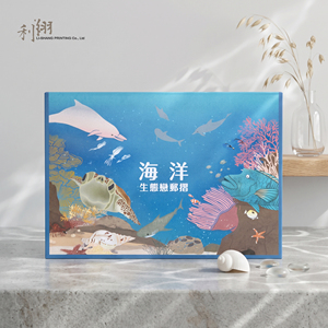 Caja con Forma de Libro con Temática de Vida Marina, Carpeta de Colección, Papel Recubierto, Impresión Offset Ecológica, Regalo Artesanal - Product Image 4