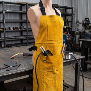 Heavy-Duty Sleeveless Leather Welding <b>Apron</b> Cowhide Split Industrial Fire-Resistant CE Certified Safety <b>Work</b> Clothing for - Product Image 5