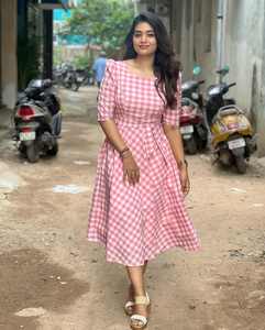 Vestido Midi de Mujer con Estampado Floral, Talla Grande, Cuello Redondo, Estilo Occidental, Mezcla de Algodón, Manga Corta, Nueva Moda 2026 - Product Image 5