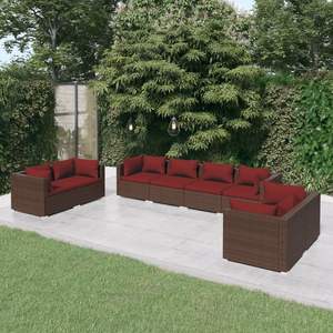 Conjunto de Muebles de Jardín de Ratán PE Marrón con Acero con Recubrimiento en Polvo para Espacios Exteriores - Product Image 1