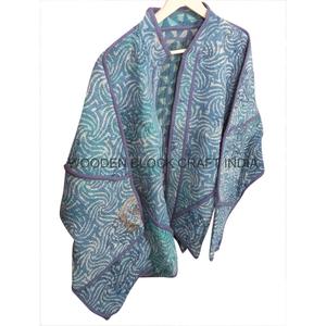 Chaqueta Kantha Vintage al por Mayor, Acolchada a Mano, Cuello Mandarín, Transpirable, Ecológica, 100% Algodón, de Secado Rápido, para Artesanos Indios - Product Image 5