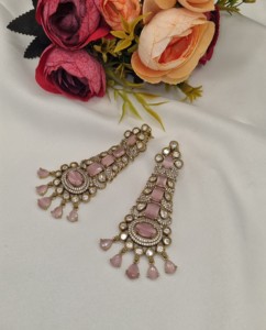 Boucles d'oreilles longues pendantes Kundan, style ethnique indien, pour réceptions, collection de bijoux pour femmes, fabricant - Product Image 6