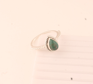 Wholesale 925 Sterling <b>Silver</b> Turquoise <b>Ring</b> Pear Cut Cabochon Rope Bezel <b>Ring</b> Beaded Band Boho <b>Solitaire</b> Gemstone Party Unisex - Product Image 5