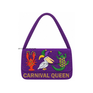 Bolso de hombro con cuentas de cristal y patrón de lazo bordado de Mardi Gras Yall, con una sola correa, inspirado en el carnaval, moderno, para mujer - Product Image 5