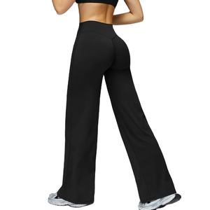 Women's <b>Yoga</b> Leggings Elastic Waist Full Length Solid Color Wide-Leg <b>Pilates</b> Workout Pants Naked Feeling Elastane Material - Product Image 4