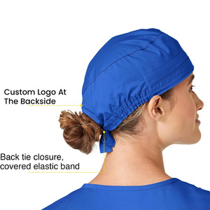 Drain Sports Blue Cotton/Polyester Surgical <b>Cap</b> Tie Back Needle Detection Stretchable Fabric Unisex Hospital Uniform Accessories - Product Image 5