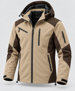 Chaqueta de Invierno Deportiva Gruesa para Hombre con Logotipo OEM, Forro Polar, Bloques de Color, Capucha Desmontable, Resistente al Viento, para Senderismo y Actividades al Aire Libre - Product Image 3
