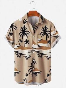 เสื้อเชิ้ตฮาวายชาย แขนสั้น คอปกพับได้ ระบายอากาศดี เหมาะสำหรับใส่ลำลองในช่วงฤดูร้อน ผ้าสแปนเด็กซ์/โพลีเอสเตอร์ ป๊อปลิน - Product Image 3