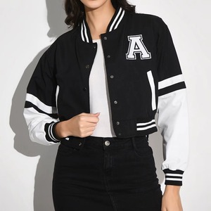 Fashion Women Varsity <b>Jacket</b> Custom College Letterman Coat Wool <b>Leather</b> Sleeves Street Style OEM ODM Sample Service - Product Image 5