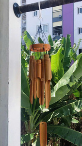 Campana de Viento Ecológica de Bambú, Estilo Art Deco, Hecha a Mano en Vietnam, Decoración Colgante para Jardín Exterior, Cafetería, 35 cm - Product Image 6