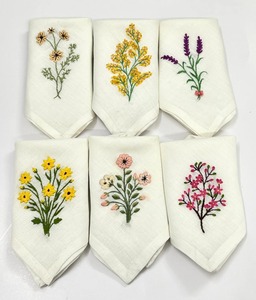 Serviette de table Nature4u à points festonnés, blanche, pour repas raffinés, brodée à la main, monogramme personnalisé, style japonais, couleur personnalisable, avion - Product Image 3