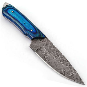 Cuchillo de Caza de Acero de Damasco de 10 Pulgadas al por Mayor, con Logotipo Personalizado Gratuito, Hoja Fija, para Acampar al Aire Libre, con Funda de Cuero, OEM - Product Image 4