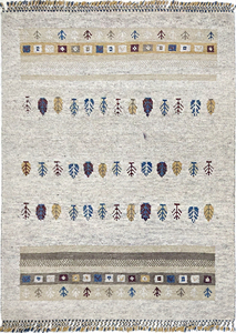 Alfombra Gabbeh Kilim de la Colección Ocean Art, Hecha a Mano, con Patrón Geométrico, de Lana, Reversible, con Pelo Elevado, Antideslizante, Ecológica, Tamaño Mediano - Product Image 6