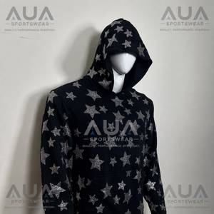 Sudadera con Capucha para Hombre AUA, Diseño de Estrellas Negras, Corte Regular, Informal, Tejido de Poliéster, para Otoño - Product Image 3