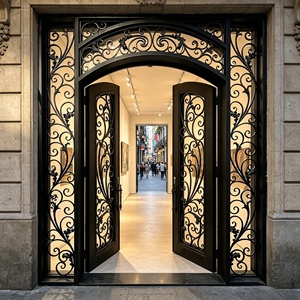 Portail Principal Traditionnel en Fer Forgé avec un Design Arqué à Volutes ; Moderne, Facile à Assembler et Résistant à la Rouille. - Product Image 4