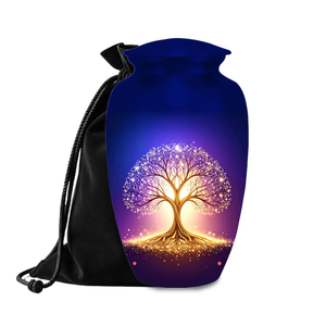 Blue Tree of Life Ashes Urn Handcrafted <b>Memorial</b> <b>Vase</b> Decorative Cremation Urn for Home Remembrance - Product Image 1