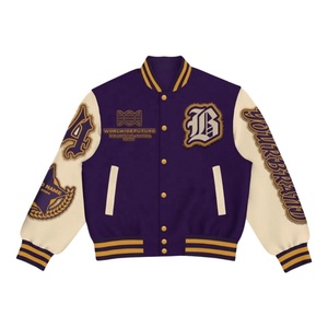 Blouson universitaire OEM 2026 de luxe, blouson Letterman personnalisé avec manches en cuir, blouson universitaire vierge uni, vente en gros USA - Product Image 5