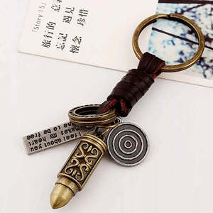 Vintage Alloy Gold Bullet Pendant Necklace with Adjustable Pure Leather Cord for Men & Boys - Product Image 5