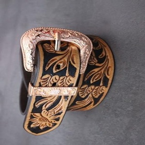 Ceinture en cuir de cowboy et cowgirl de style western haut de gamme, sculptée à la main, longueur personnalisée, ceinture unisexe tendance, vente en gros - Product Image 3
