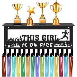 CIFbuy Présentoir à médailles Runner en métal thermolaqué, support à suspendre, thème 'THIS GIRL IS FIRE' TikTok pour Temu Pickup - Product Image 1