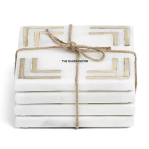 Pure Handmade White Marble Material Square Shape Sets Of 4 <b>Table</b> <b>Coaster</b> Natural Finish Home Accent Mats & Pads - Product Image 1