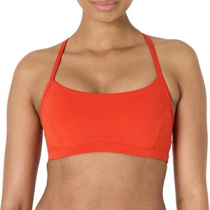 Soutien-gorge de sport sans coutures tendance pour femme, camisole douce orange vif, soutien-gorge de yoga à faible impact, bralette rembourrée, crop top - Product Image 1