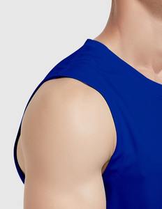 Camiseta sin mangas de algodón para hombre, 100% transpirable, personalizada, al por mayor, corte ajustado, cuello redondo, acanalada, blanca, con impresión de logotipo personalizado - Product Image 2