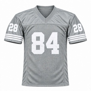 Maillot de football américain gris clair personnalisé, respirant en mesh, numéro 84 blanc brodé, uniforme d'équipe, col en V, tenue d'entraînement athlétique - Product Image 1