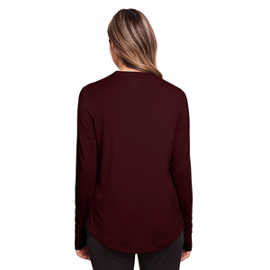 Chemisier Femme OEM en Gros à Manches Longues Col V Uni Bleu Marine Tricoté Coupe Droite Décontractée Boutonné sur le Devant Toutes Saisons - Product Image 6