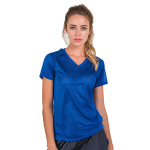 Hauts en jersey maille noir à col en V pour femmes, 100 % polyester, manches courtes, jersey maille de haute qualité pour femmes - Product Image 6