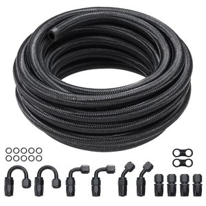 Kit Tubo Carburante 8AN 20ft in Acciaio Inossidabile Intrecciato 0.43" Nylon per Olio/Gas/Diesel con Kit Raccordi per Pompa - Product Image 1
