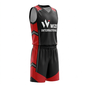 Ensemble de maillots de basket-ball personnalisés WIZE INTERNATIONAL, unisexe, sans manches, col en V, tissu respirant, vêtements de sport - Product Image 3