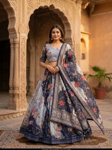 Lehenga Choli de Diseño Étnico Tradicional Indio para Bodas, con Estampado Digital y Bordado, para Ocasiones Especiales, para Mujeres - Product Image 3