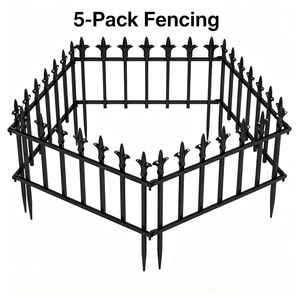 Recinzione da Giardino Pieghevole Nera da 1,2 m, Confezione da 5, Senza Scavo, Barriera per Animali, Recinzione Decorativa in Metallo per Esterni e Paesaggistica - Product Image 1