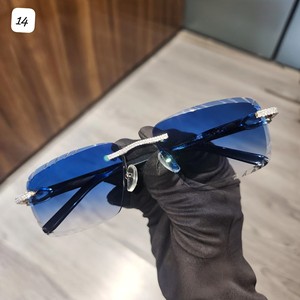 Blue Lens Moissanite Sunglasses Classic Design Customized Iced Out Party Wear Look <b>Eyewear</b> Glasses Jewelry for Hip Hop Men Women - Product Image 1