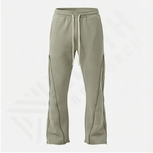 Wholesale Custom Sun Fade Flared Acid Wash <b>Sweat</b> <b>Pants</b> <b>Men</b> Zip Up Blank Cut And Sew Wide Leg <b>Pants</b> <b>Mens</b> Baggy Sweatpants Winter - Product Image 2