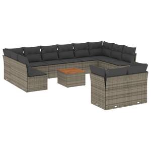 Conjunto de Sofá de Jardín de Ratán PE Gris con Patas Ajustables, Muebles de Patio Ajustables - Product Image 2