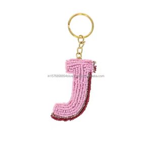 Private Label Personalized Alphabet Letter Z Beaded Keychain Custom A to Z Initial Seed Bead Keyring 3D Monogram Tote Hangtag - Product Image 4
