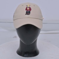 Casquette de baseball 6 panneaux beige unisexe ajustable avec logo ours brodé, 100 % coton, pour adulte, idéale pour l'extérieur – Collection MRI Group Street Common