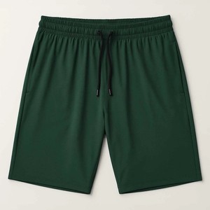 Shorts Bermuda Vert Foncé pour Hommes, Couleur Unie, Séchage Rapide, Tricotés avec Cordon de Serrage à la Taille et Poches, Tenue Décontractée Sportive pour la Course et la Salle de Sport - Product Image 1