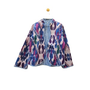 Indian Handmade Vintage Cotton Regular <b>Jacket</b> <b>Women</b> Eket Printed Quilted <b>Summer</b> Outwear Stripe <b>Lightweight</b> Comfortable Fit - Product Image 1