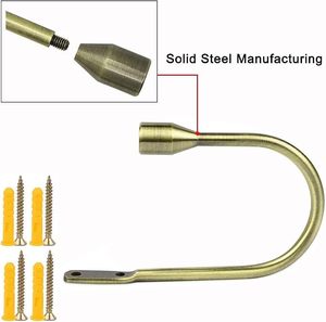 Modern Curved Brass <b>Curtain</b> Tiebacks <b>Gold</b> Metal <b>Holdbacks</b> for Living Room - Product Image 2